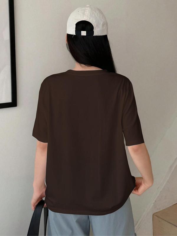 Women's Landscape Print Drop Shoulder Tee, Casual Half Sleeve Round Neck T-shirt for Daily Wear, Ladies Clothes for All Seasons
