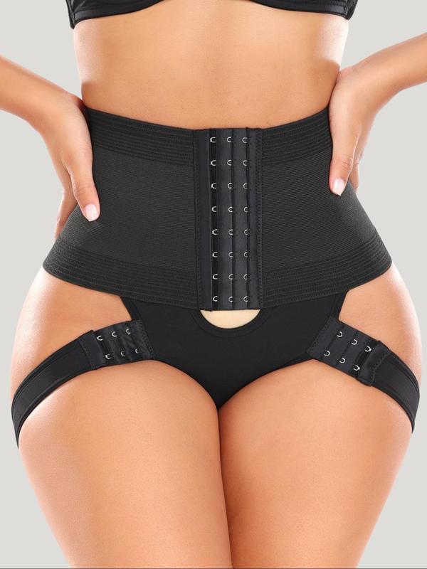 Women's High Waist Shapewear Shorts, Adjustable Hook & Eye Closure Tummy Control Shaper, High Stretch Shapewear Bottoms for Daily Wear