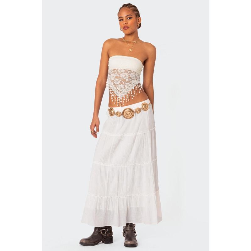 India Sheer Lace Strapless Top