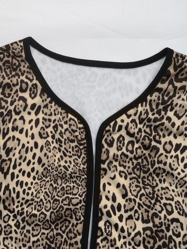 Women's All Over Leopard Print Jacket, Casual Fashion Long Sleeve Zip Up Bomber Jacket for Daily Outdoor Wear, Women Clothing for Fall & Winter