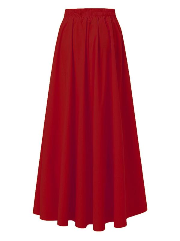 Women's Solid Pocket Flared Skirt, Elegant High Waist A-Line Maxi Skirt for Party Holiday Wedding Guest, Ladies Bottoms for All Seasons