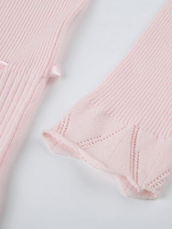 Women's Plain Contrast Lace Ruffle Trim Buttons Tie Front Basic Minimalist Sweater, Comfort Y2k Longsleeves Square Neck Knitwear, Cute Babydoll Tops, Womenswear Knitting Tops, Sweaters for Women, Fall Outfits 2024 Sets  for Christmas