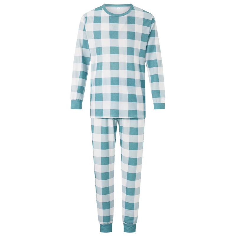 Family Pajamas Matching Set, Long Sleeve T-shirt with Pants Plaid Sleepwear Loungewear