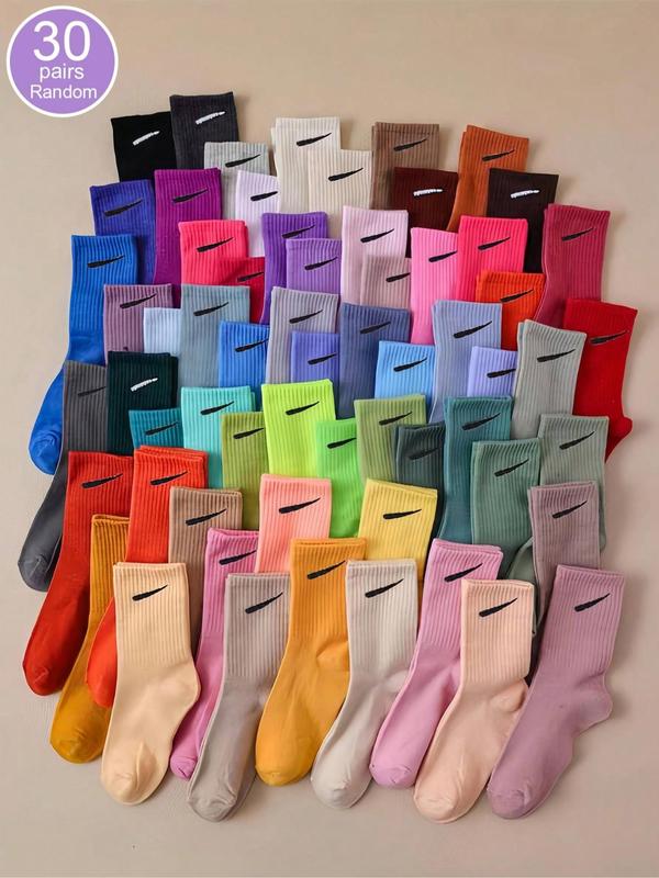 Random Color Women's  Minimalist Crew Socks, Casual Comfortable Breathable Mid-calf Socks for Daily Wear, Fall Wear, Multipack Knit Socks for Fall