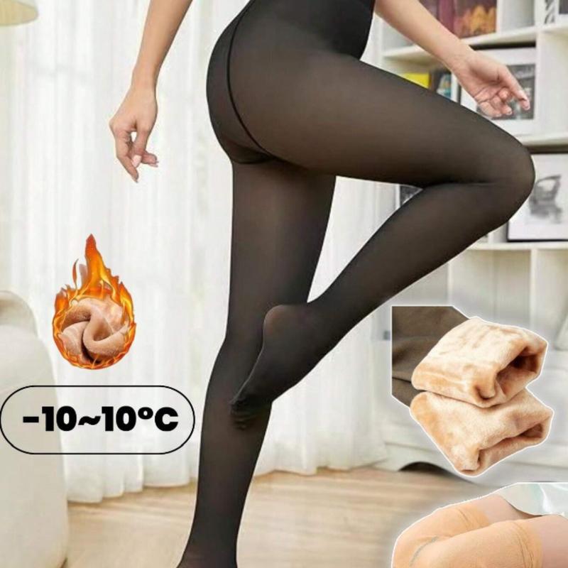 1pc Women's 200g Thermal Black Fleece Lined Tights Pantyhose,Warm Tights,Thickened Fleece Stockings,Translucent,High Elastic,Sexy Slim Fit Leggings,