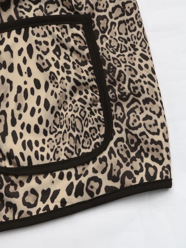 Women's All Over Leopard Print Jacket, Casual Fashion Long Sleeve Zip Up Bomber Jacket for Daily Outdoor Wear, Women Clothing for Fall & Winter