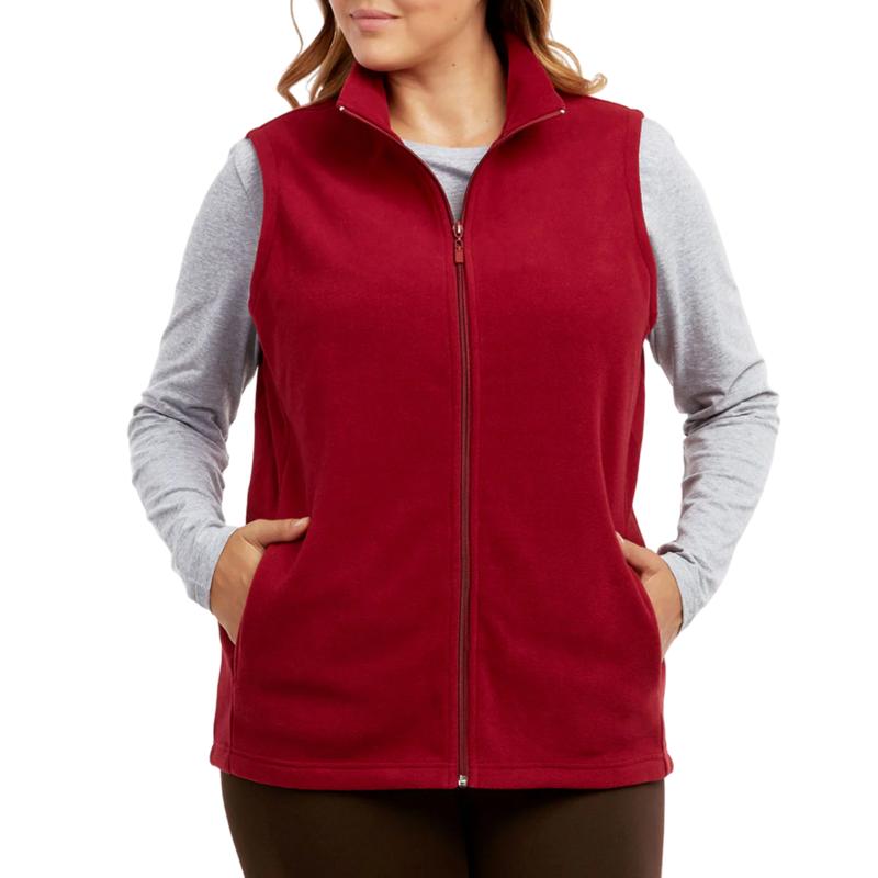 Women’s Full Zip Up Soft Polar Fleece Vest with Packets Regular & Plus Size Sleeveless Fuzzy Lightweight Warm Classic-Fit Outerwear for Spring Fall Winter