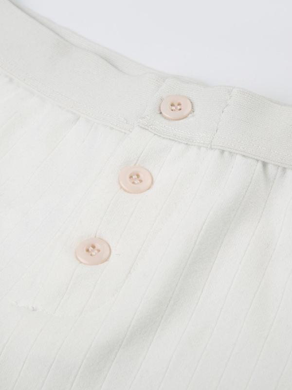 Women's Textured Button Front Shorts, Y2K Retro Casual Skinny Knit Shorts, Shorts for Women, Women's Summer Bottoms for Daily Wear