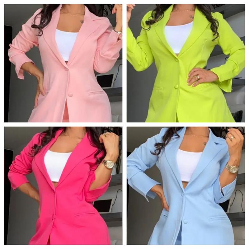 Women's fashionable casual elegant solid color split sleeve lapel suit with pockets and straight pants suit Womenswear Cashmere