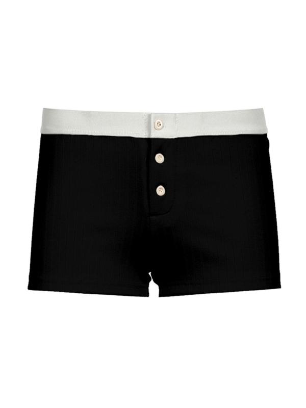 Women's Textured Button Front Shorts, Y2K Retro Casual Skinny Knit Shorts, Shorts for Women, Women's Summer Bottoms for Daily Wear