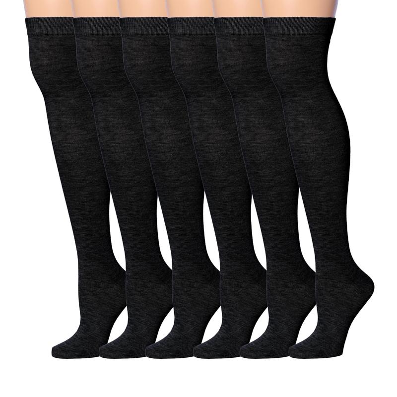 Isadora Paccini Women's 3 Pairs Black Triad Simple Solid Shades Over The Knee High Socks