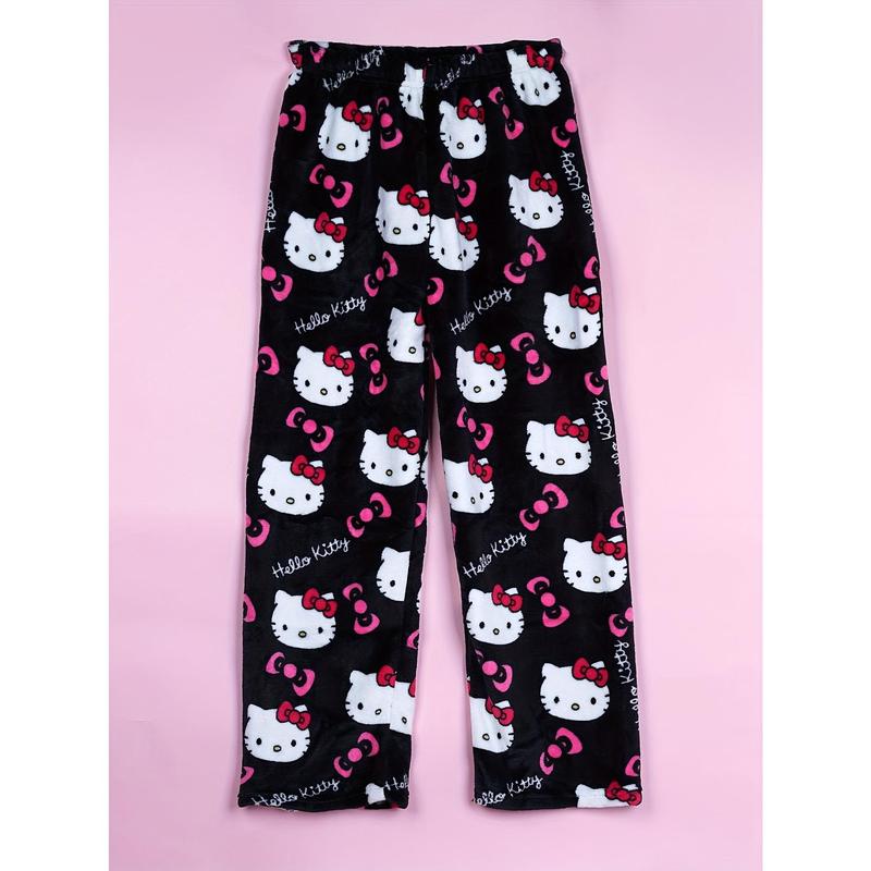 Fashion women PajamasTrousers Kawaii Woolen Anime Cartoon Casual Home Pants Winter Clothing Cat Pajamas Christmas Flannel