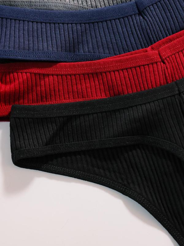 Women's Solid Drop Waist Thong, Casual Comfy Breathable Knicker, Summer Panty, Panties for Women, Underwear for All Seasons, Black Girl Wear, Fall Wear