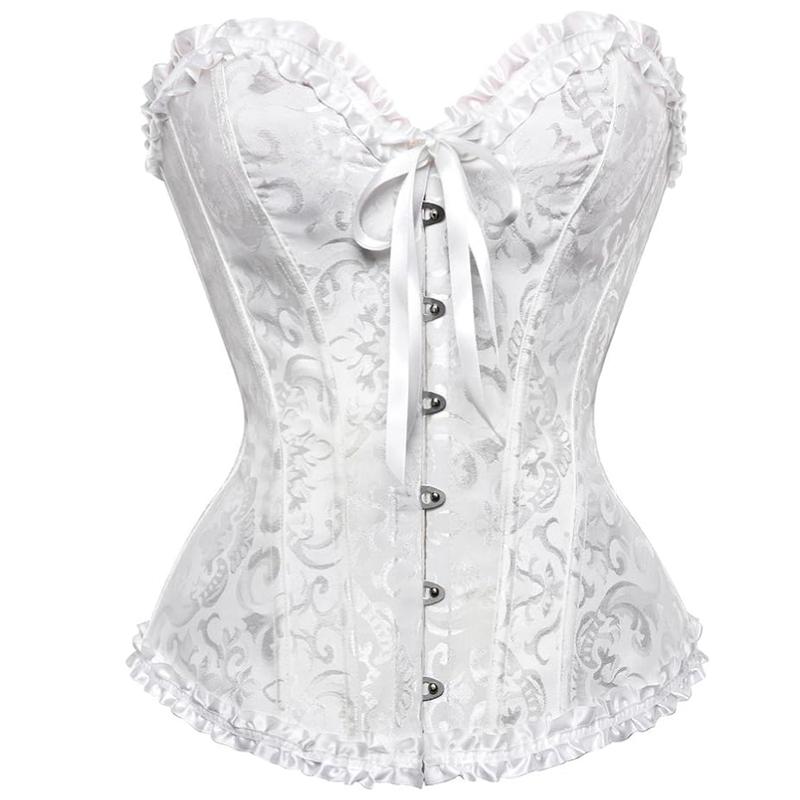 819  Women's Lace Up Boned Overbust Corset Bustier Lingerie Bodyshaper Top