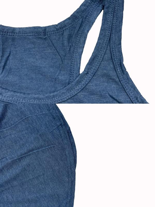  Solid Color Tank Nightdress, Casual Comfy Round Neck Sleeveless Nightgown for Women, Women's Sleepwear for All Seasons