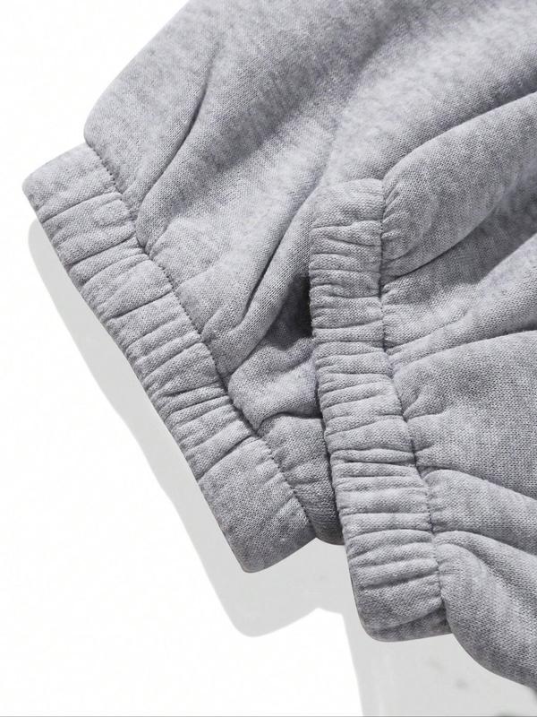 Two-Piece Set Women's Letter Print Drop Shoulder Sweatshirt & Pocket Drawstring Waist Sweatpants, Casual Fashion Cozy Round Neck Long Sleeve Pullover & Elastic Waist Pants for Daily Wear, Women's Two-piece Outfits for Fall & Winter