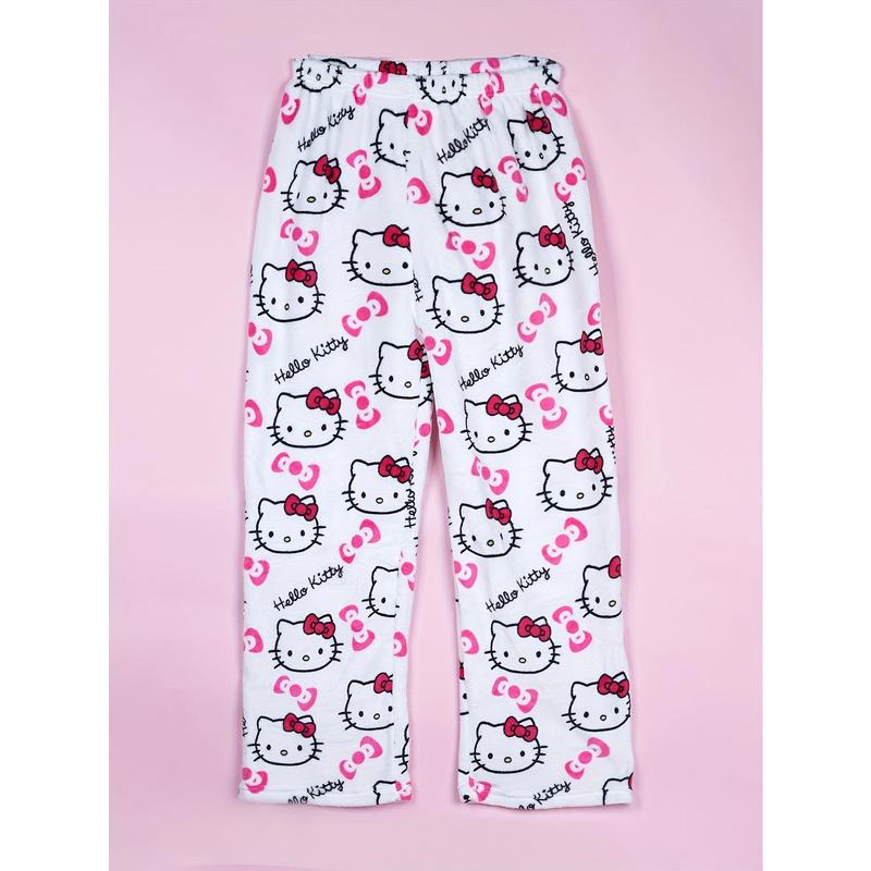 Fashion women PajamasTrousers Kawaii Woolen Anime Cartoon Casual Home Pants Winter Clothing Cat Pajamas Christmas Flannel