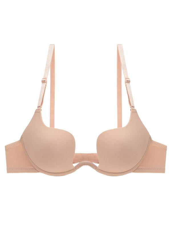 Women's Plain Push Up Underwire Bra with Detachable Shoulder Straps, Solid Color Adjustable Strap Multiway Bra for Daily Wear, Soft Comfortable Lingerie for All Seasons