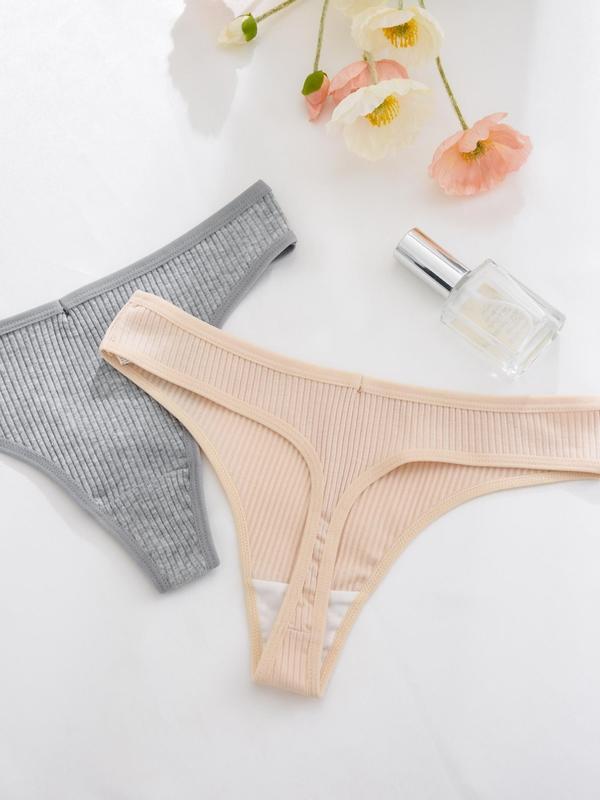 Women's Solid Drop Waist Thong, Casual Comfy Breathable Knicker, Summer Panty, Panties for Women, Underwear for All Seasons, Black Girl Wear, Fall Wear