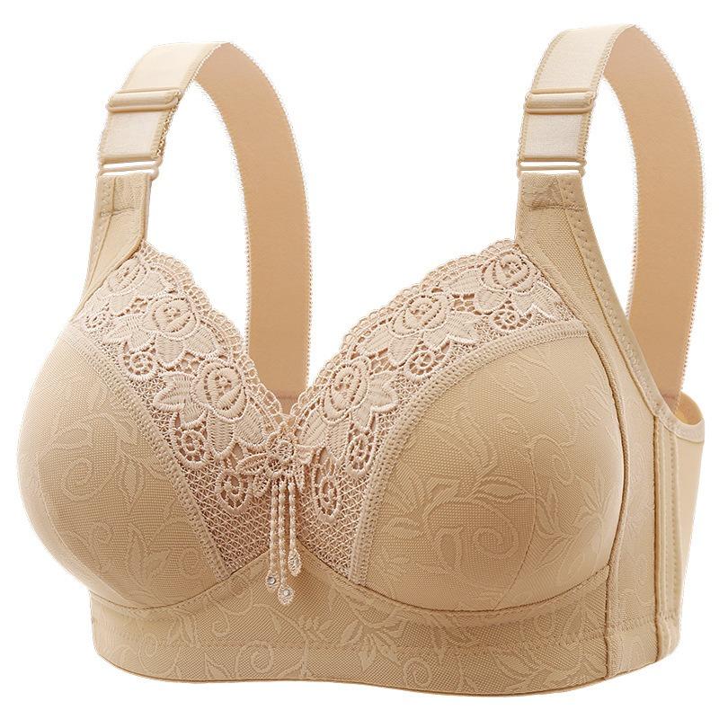 4PCS Delicate Floral Contrast Lace Wireless Bra - Ultra Comfy, Breathable, Push-Up, and Adjustable Straps - Women's Lingerie and Underwear for Everyday Comfort and Confidence Womenswear Lady Basic Minimalist