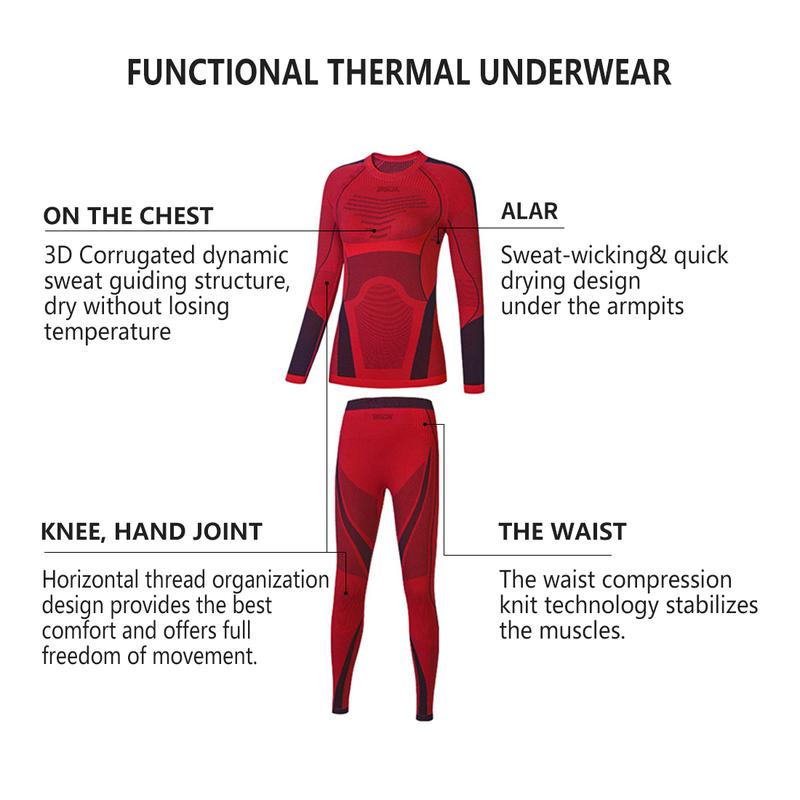 Women Thermal Underwear Seamless Set for Ski Snowboarding, Winter Thermal Base Layers - Bamboo Blend Compression & Warmth Womenswear Lady
