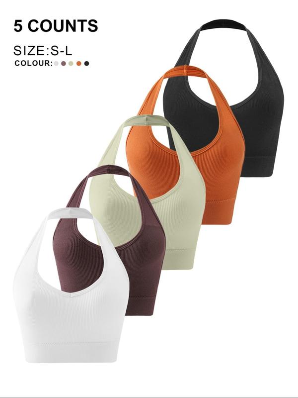 Women's  Solid Striped Backless Wireless Bra, Casual Comfortable Breathable Lingerie for Daily Wear, Softness Lingerie for All Seasons