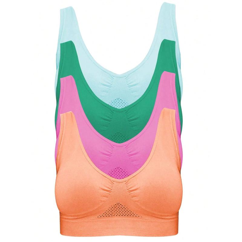 4-Pack Women's Seamless Wireless Cooling Unpadded Comfort Bra