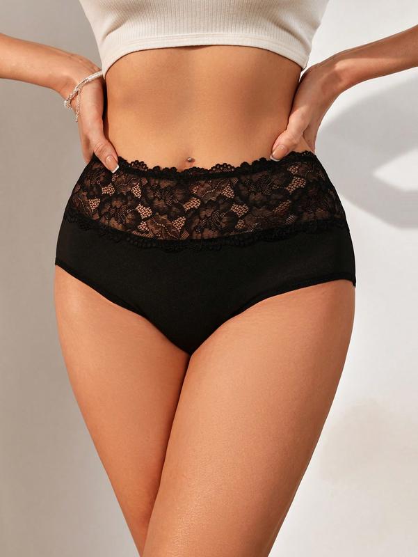 Comfortable Lace Patchwork Triangle Panties Lingerie lady panty Women's Seamless