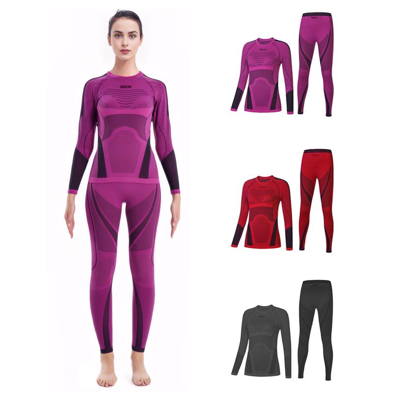Women Thermal Underwear Seamless Set for Ski Snowboarding, Winter Thermal Base Layers - Bamboo Blend Compression & Warmth Womenswear Lady
