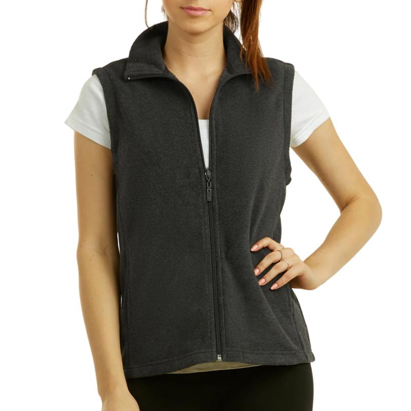 Women’s Full Zip Up Soft Polar Fleece Vest with Packets Regular & Plus Size Sleeveless Fuzzy Lightweight Warm Classic-Fit Outerwear for Spring Fall Winter