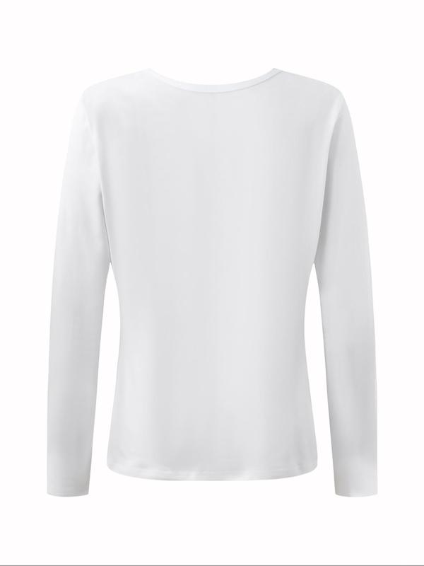 Women's Solid Long Sleeve Tee, T-shirts for Women, Basic Casual Round Neck T-shirt for Fall & Winter, T Shirts for Women, Women's Top for Daily Wear, Fall Clothing Women, 90s Clothes, Fall Outfits