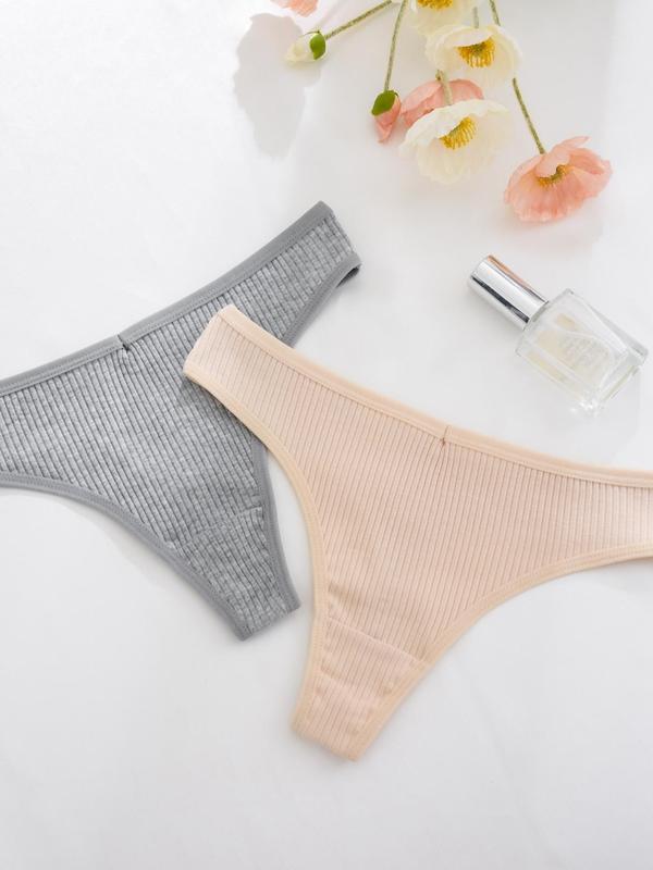 Women's Solid Drop Waist Thong, Casual Comfy Breathable Knicker, Summer Panty, Panties for Women, Underwear for All Seasons, Black Girl Wear, Fall Wear