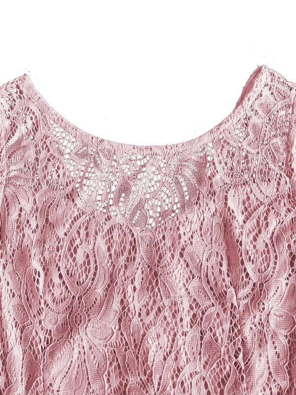 Women's Contrast Floral Lace Bow Back Tank Dress, Elegant Backless Midi Dress for Party Wedding Guest, Ladies Clothes for All Seasons