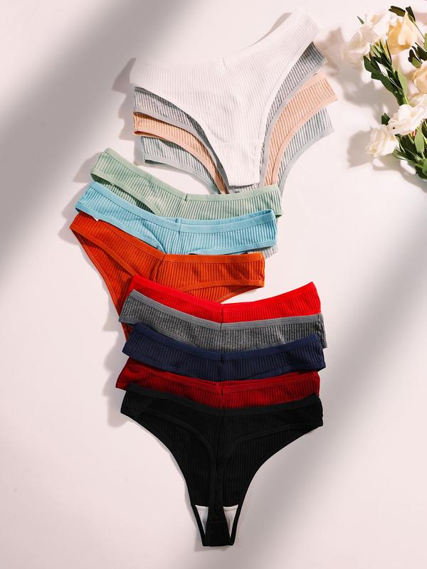 Women's Solid Drop Waist Thong, Casual Comfy Breathable Knicker, Summer Panty, Panties for Women, Underwear for All Seasons, Black Girl Wear, Fall Wear