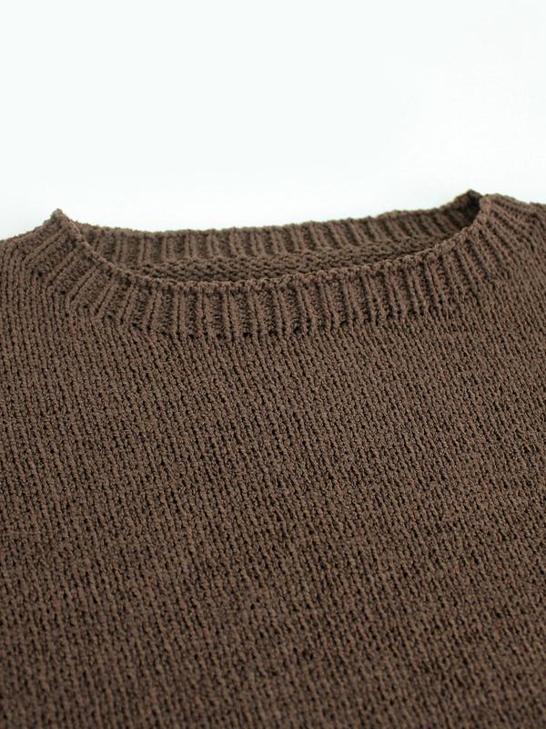 Women's Plain Round Neck Sweater Vest, Casual Sleeveless Knit Top for Summer, Fashion Women's Knitwear for Daily Wear