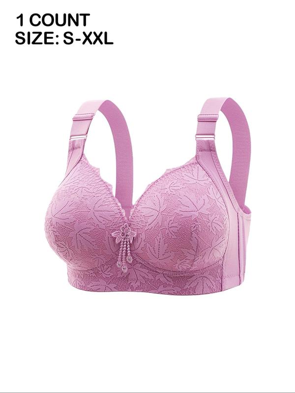 Women's Solid Color Contrast Lace Push Up Bra, Adjustable Strap Wireless Bra, Soft Comfortable Breathable Lingerie for All Seasons,  Lingerie for Women
