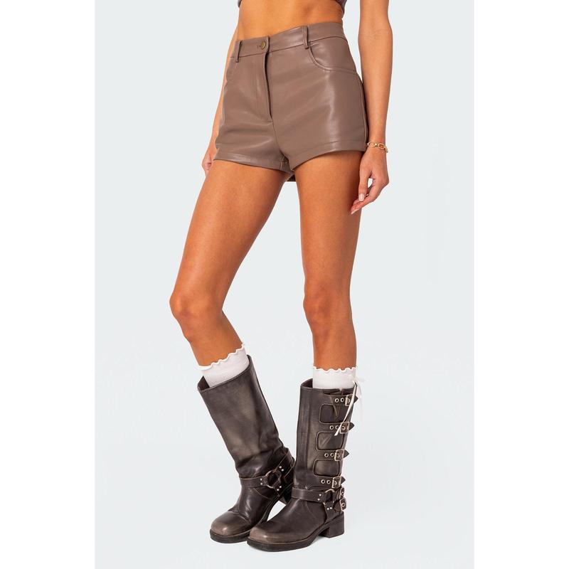 Martine High Rise Faux Leather Shorts