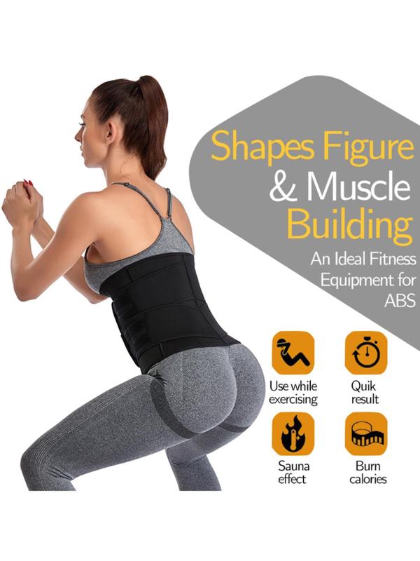 Women's Adjustable Velcro Strap Hook & Eye Design Waist Trainer, Solid Color Tummy Control Waist Cincher, Slimming Sweat Shaper Belt for Women