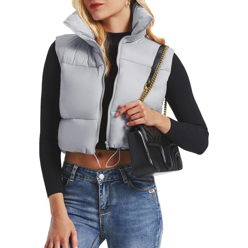 Star Cropped Puffer Vest Women's Outerwear Vests Puffy Sleeveless 2024 Quilted Christmas Vest Tops Jackets Coat Zip