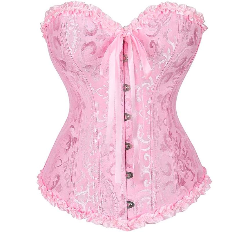 819  Women's Lace Up Boned Overbust Corset Bustier Lingerie Bodyshaper Top