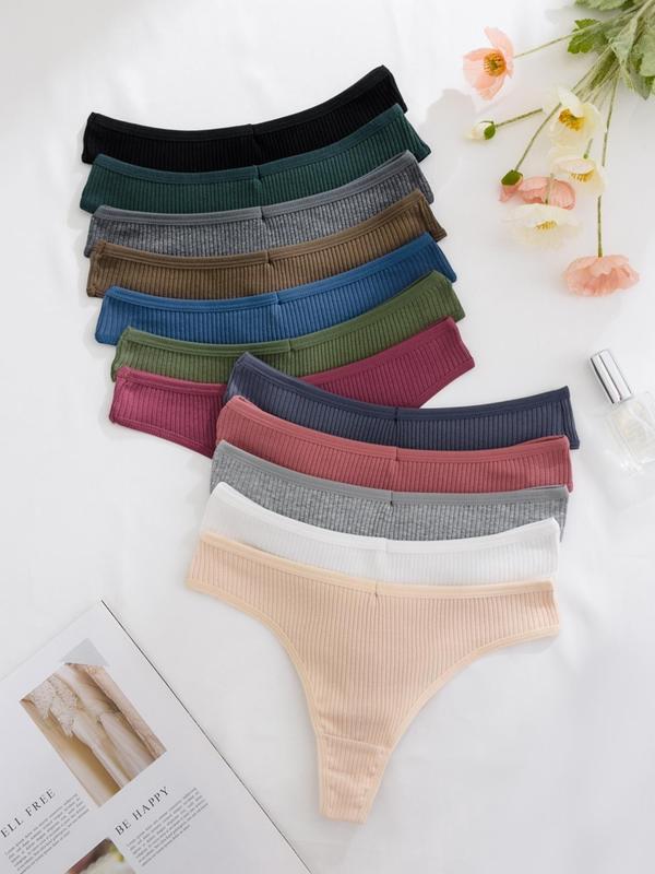 Women's Solid Drop Waist Thong, Casual Comfy Breathable Knicker, Summer Panty, Panties for Women, Underwear for All Seasons, Black Girl Wear, Fall Wear
