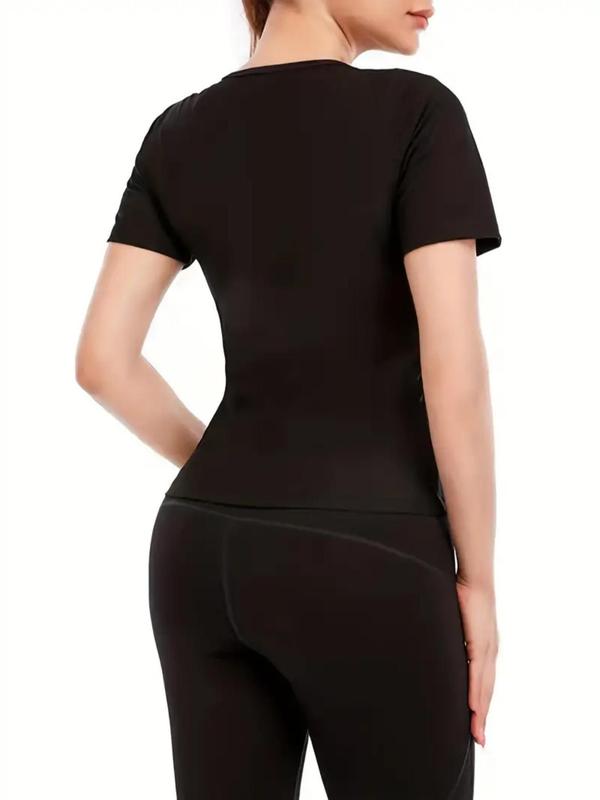 Women's Solid Zipper Front Sauna Shapewear Top, Tummy Control Shaper, Waist Cincher, Tummy Tuck Shaper, Women's Shapewear for All Seasons, Fall Wear, Fallfreshness