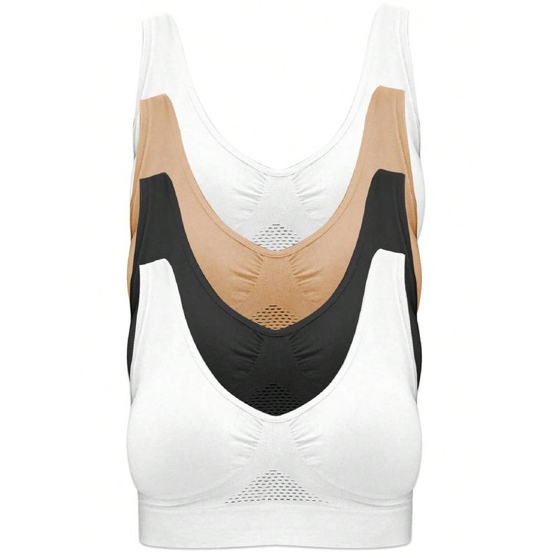 4-Pack Women's Seamless Wireless Cooling Unpadded Comfort Bra