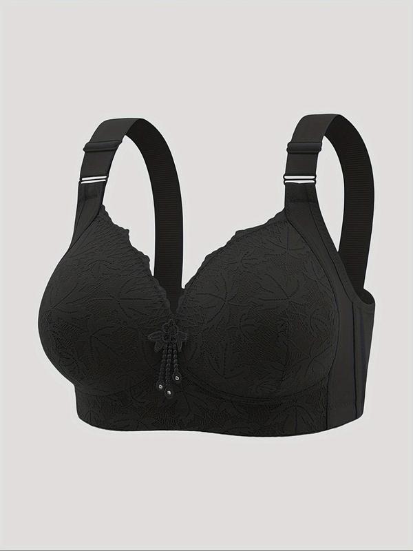 Women's Solid Color Contrast Lace Push Up Bra, Adjustable Strap Wireless Bra, Soft Comfortable Breathable Lingerie for All Seasons,  Lingerie for Women