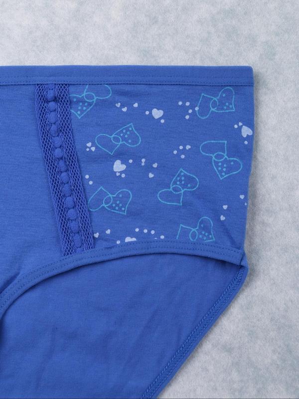 Women's Heart Print High Waist Panty, Soft Comfy Breathable Knicker for Daily Wear, Underwear for All Seasons