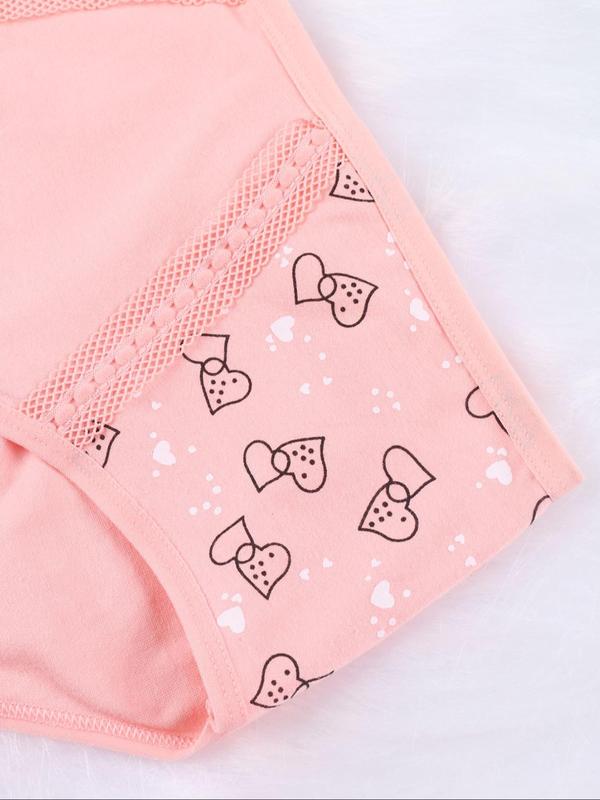 Women's Heart Print High Waist Panty, Soft Comfy Breathable Knicker for Daily Wear, Underwear for All Seasons