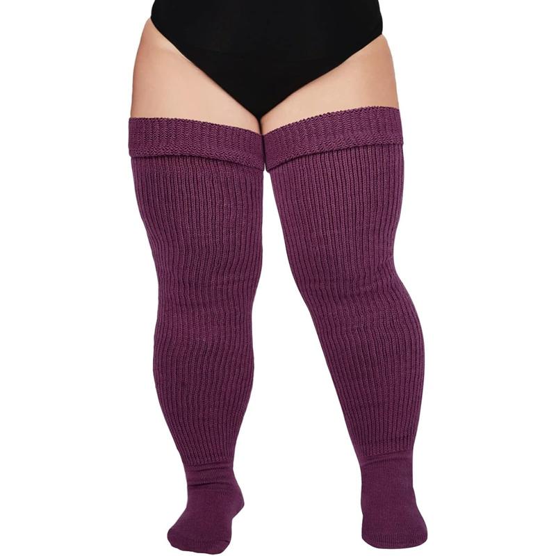 Plus Size Womens Thigh High Socks for Thick Thighs- Extra Long & Thick Over The Knee Stockings- Leg Warmer Boot Socks