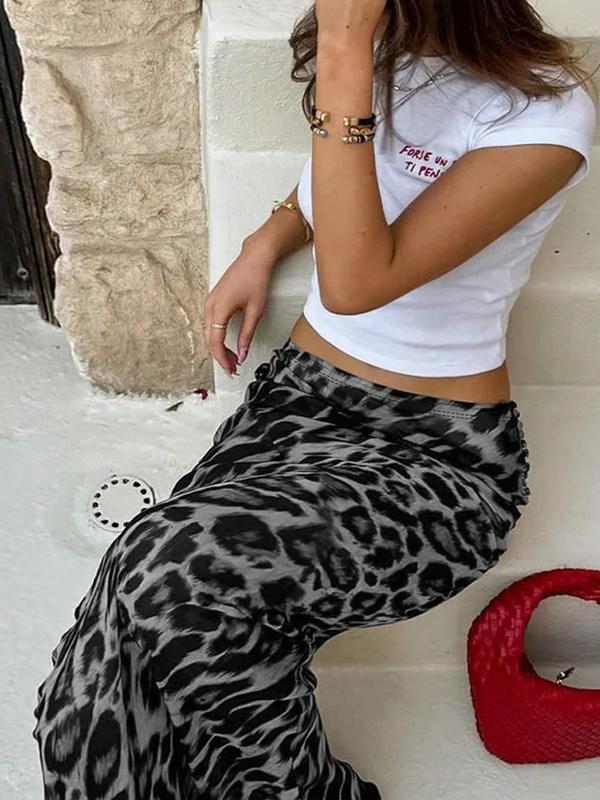 Women's Leopard Print Elastic Waist Bodycon Skirt, Casual Fashion Maxi  Skirt for Daily Outdoor Wear, Women's Bottoms for Fall & Winter