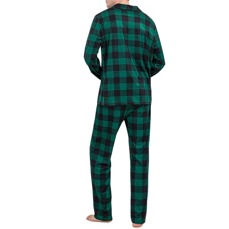 Family Christmas Pajamas Matching Sets, Long Sleeve Plaid Shirt with Elastic Waist Pants