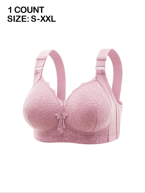 Women's Solid Color Contrast Lace Push Up Bra, Adjustable Strap Wireless Bra, Soft Comfortable Breathable Lingerie for All Seasons,  Lingerie for Women